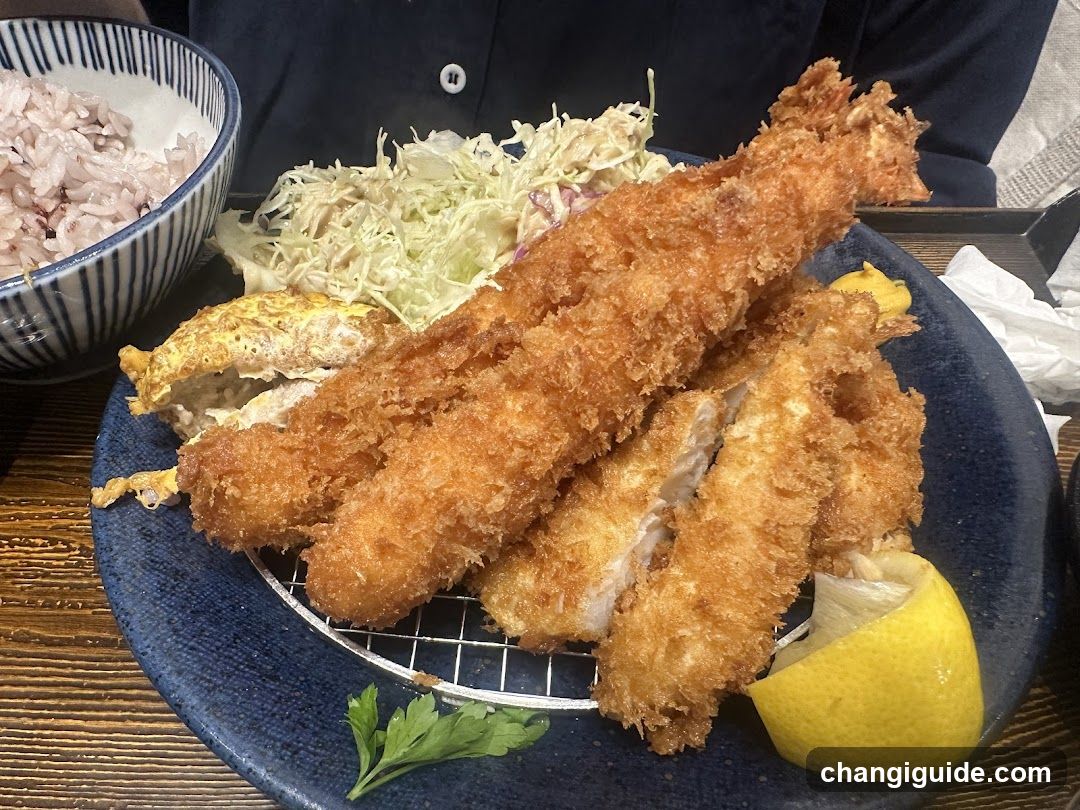 Fried Fish with Rice and Salad