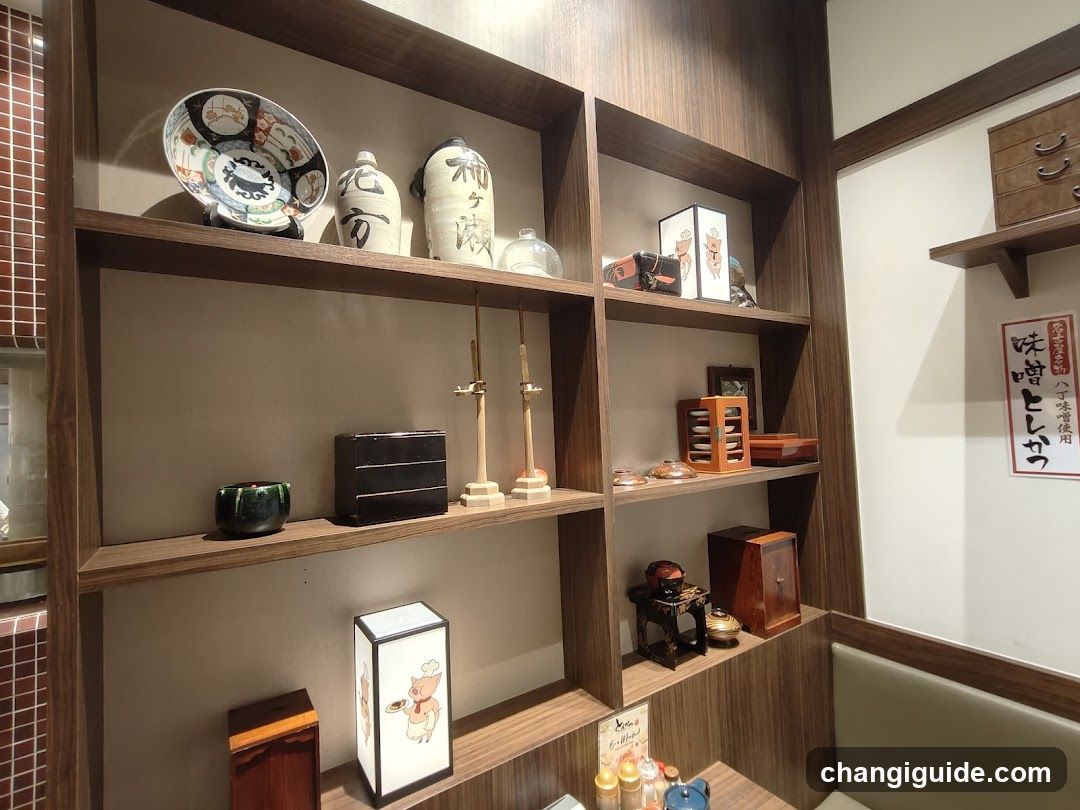 Interior Display Shelf with Japanese Ceramics and Decorative Items