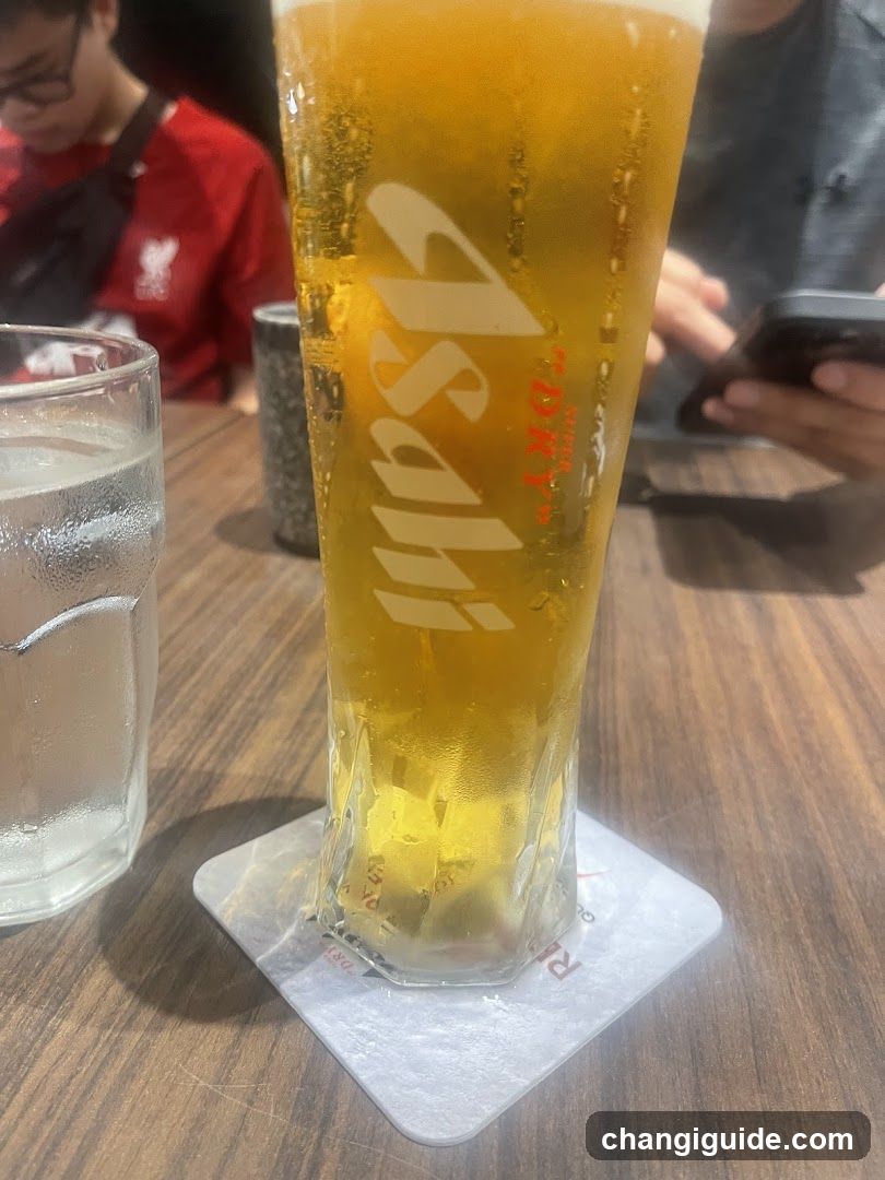 Asahi Beer Glass on Table