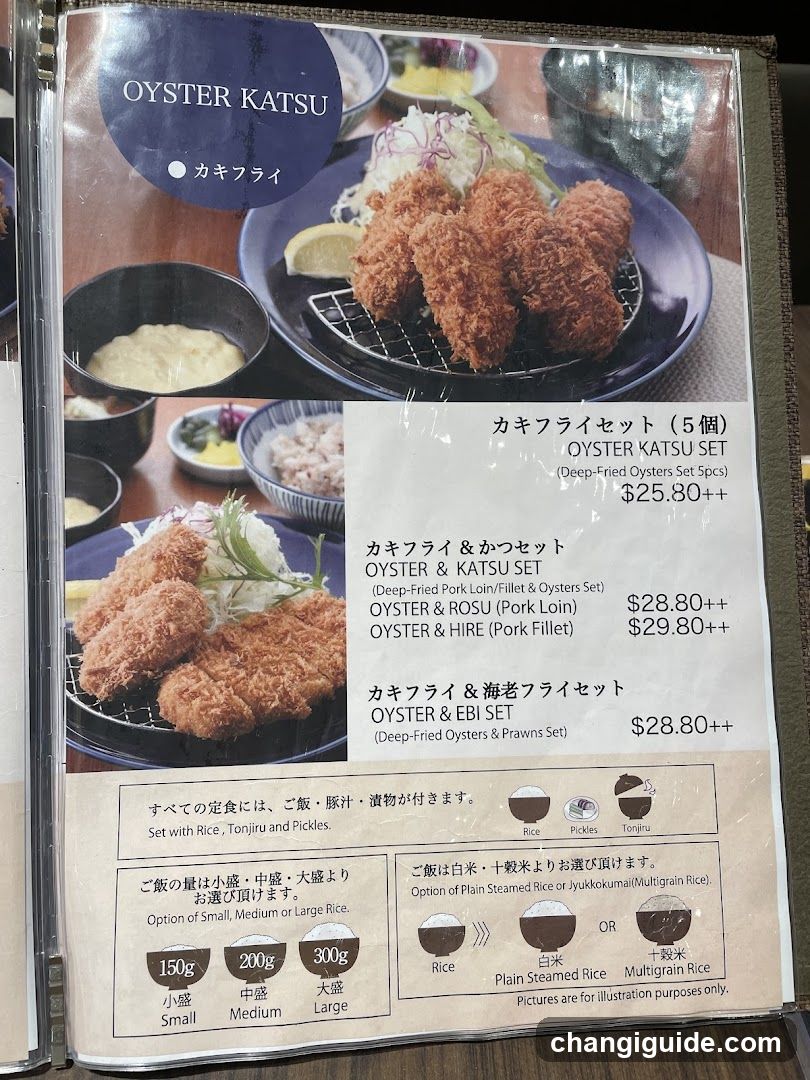 Oyster Katsu Menu Page