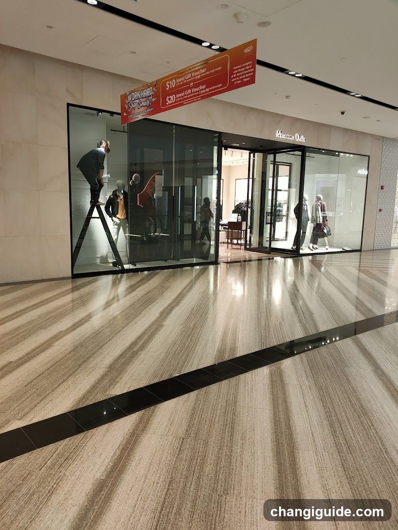 Storefront with workers on ladder