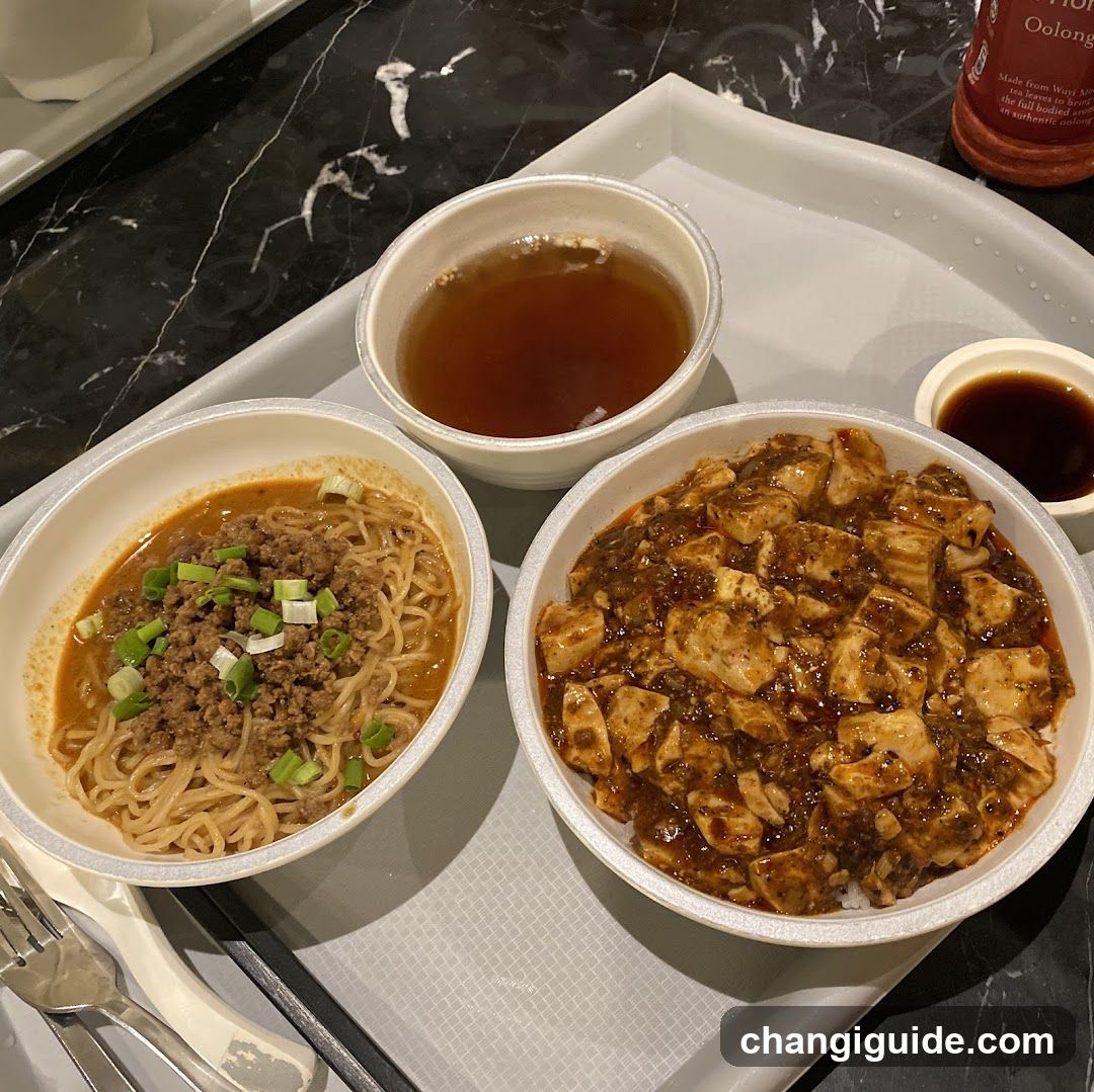 Food Tray with Noodles and Tofu