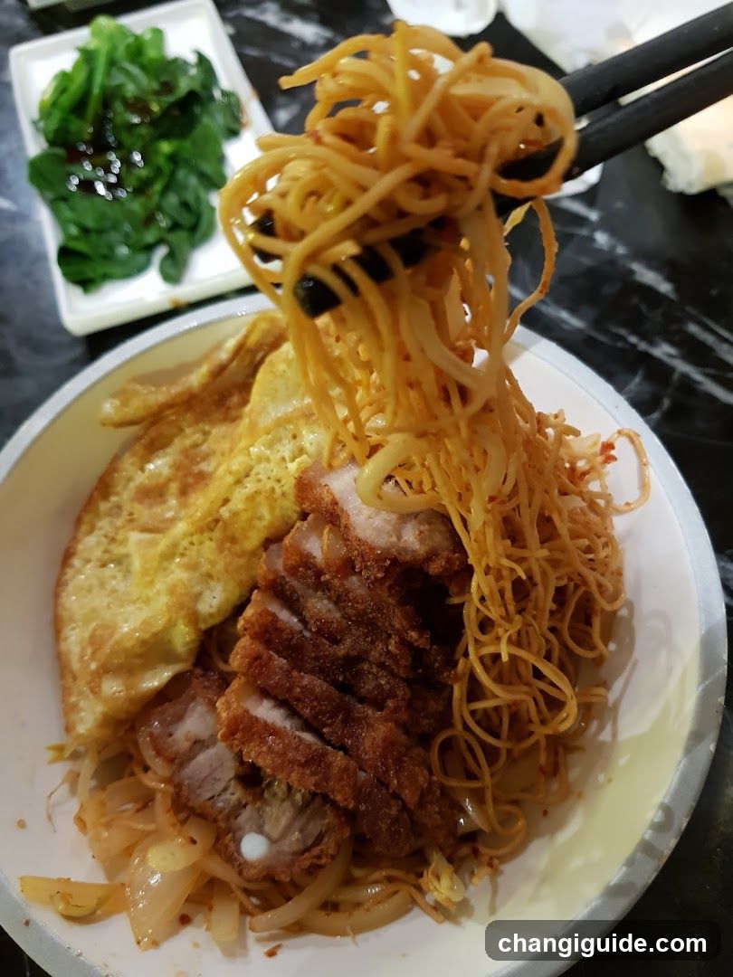 Pork Chop Noodles with Omelette