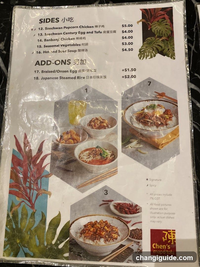 Chen's Mapo Tofu Menu Page
