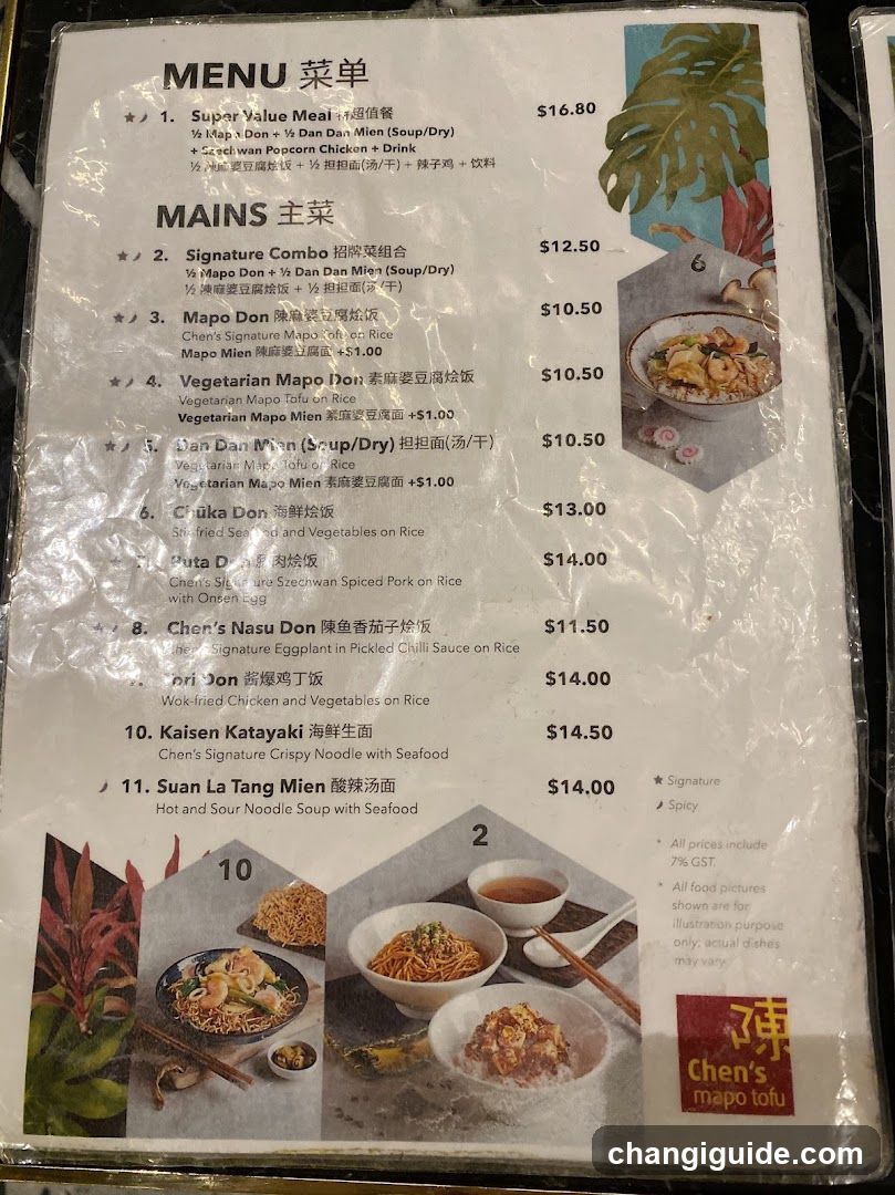 Chen's Mapo Tofu Menu
