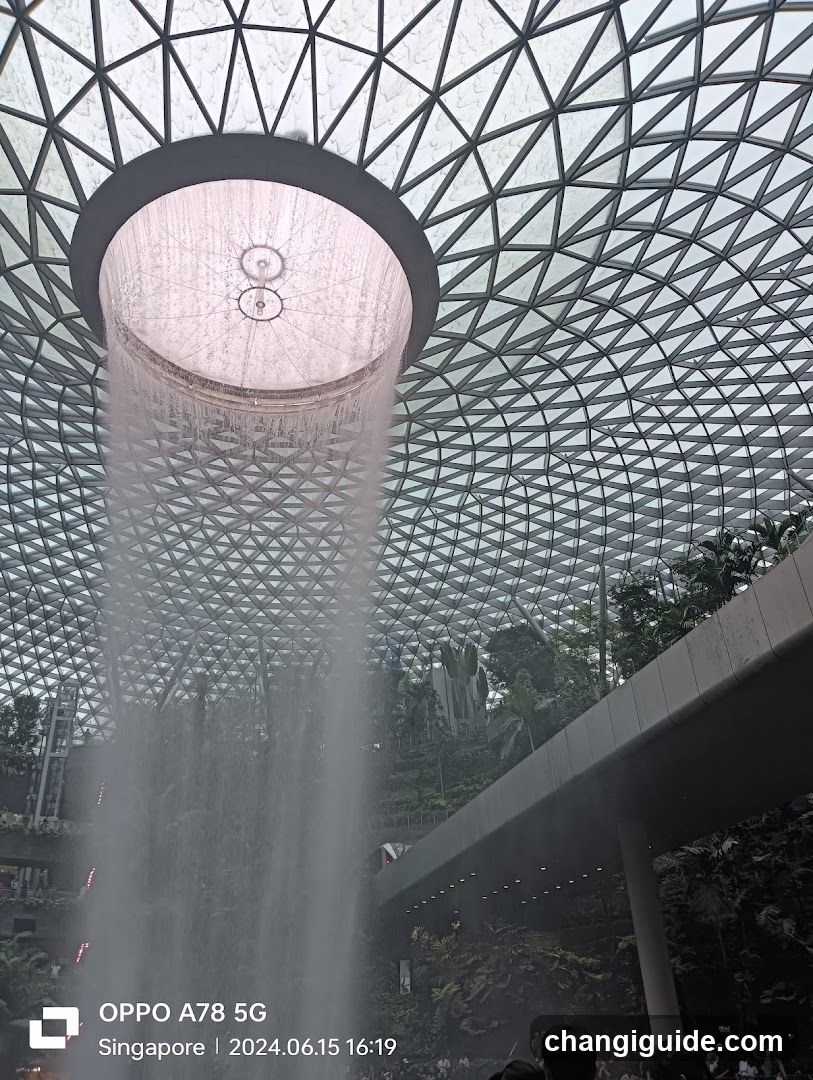 Indoor Waterfall and Glass Dome Interior