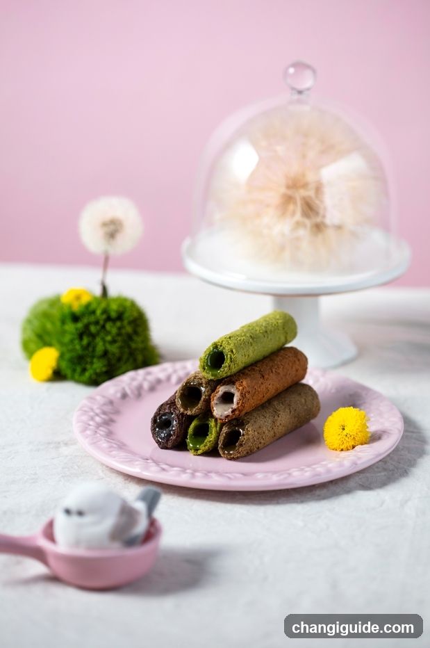 Pastel Dessert Display with Wafers and Dandelion Decor