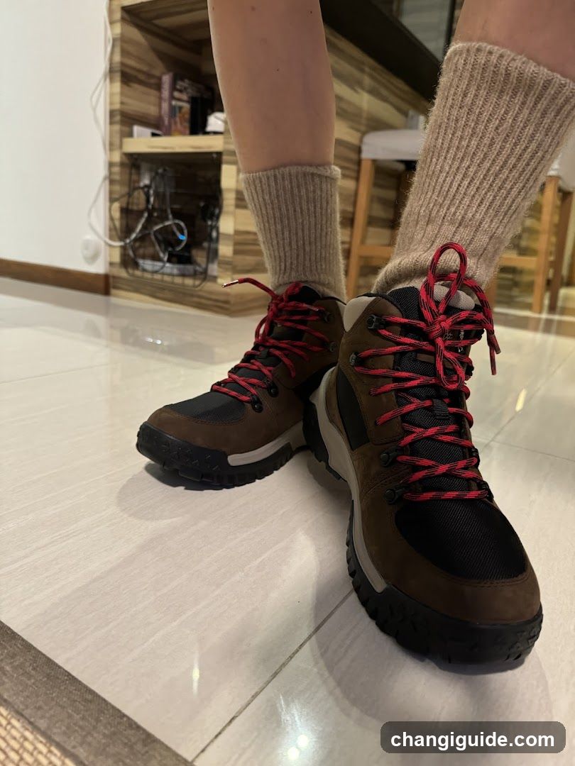 Hiking Boots with Red Laces