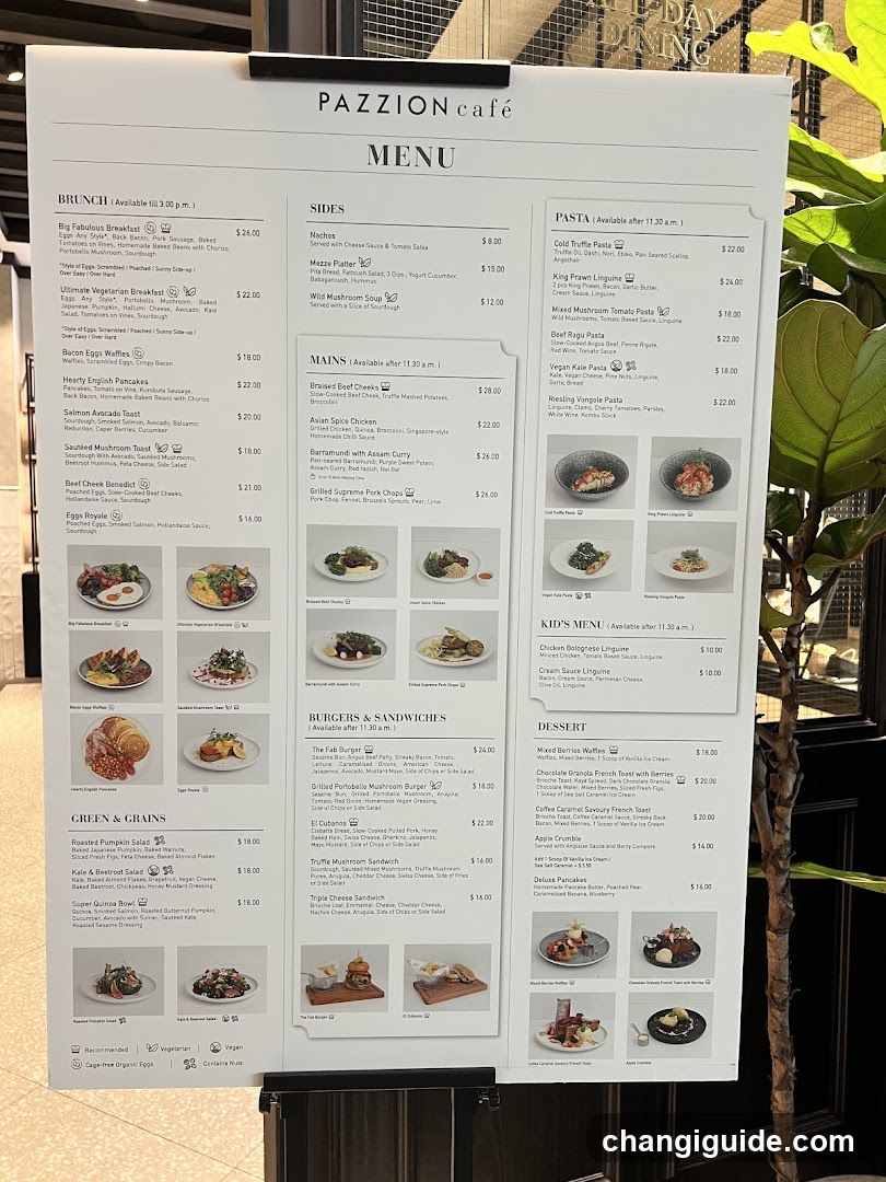 Pazzion Cafe Menu