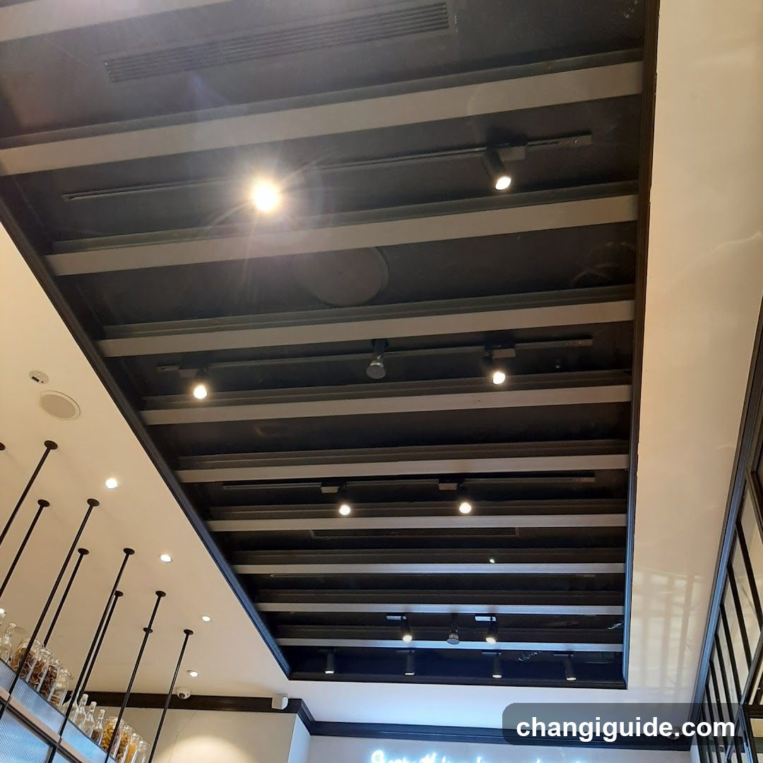 Interior ceiling view of a modern shop