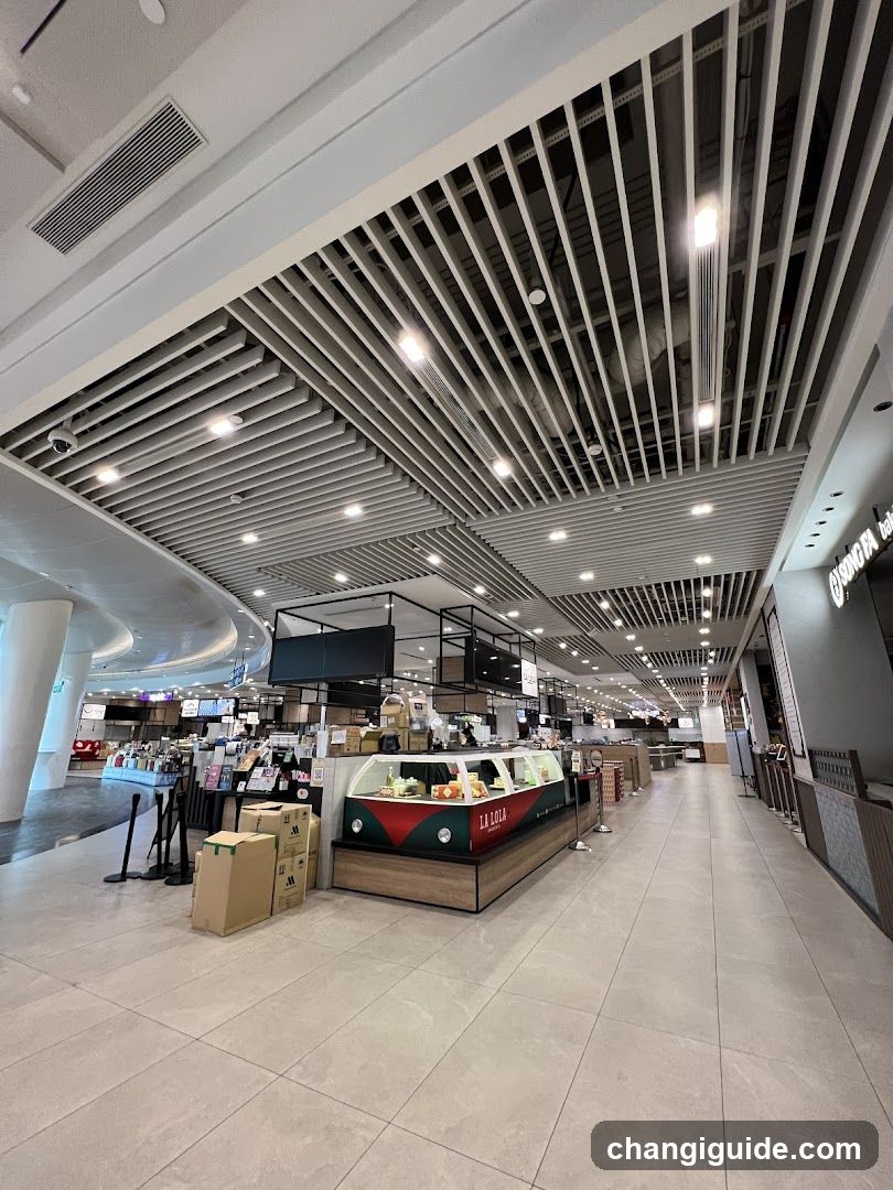 Interior of a modern food court or mall dining area