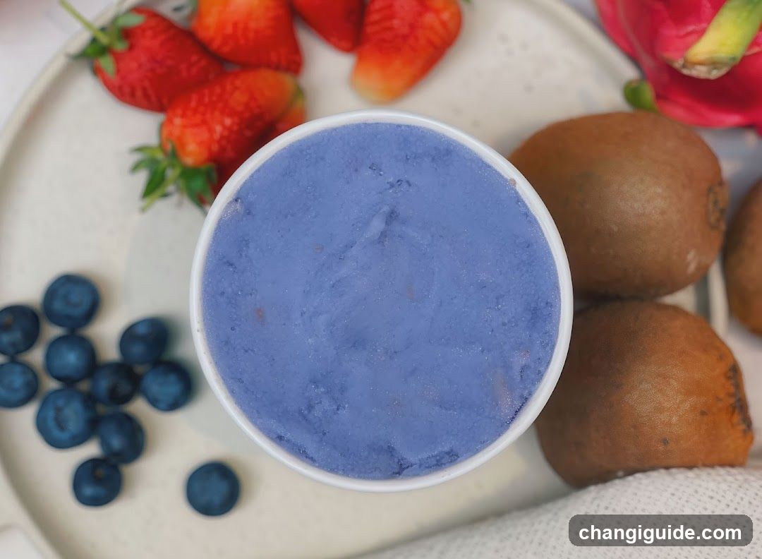 Blue Smoothie Bowl with Fresh Fruits