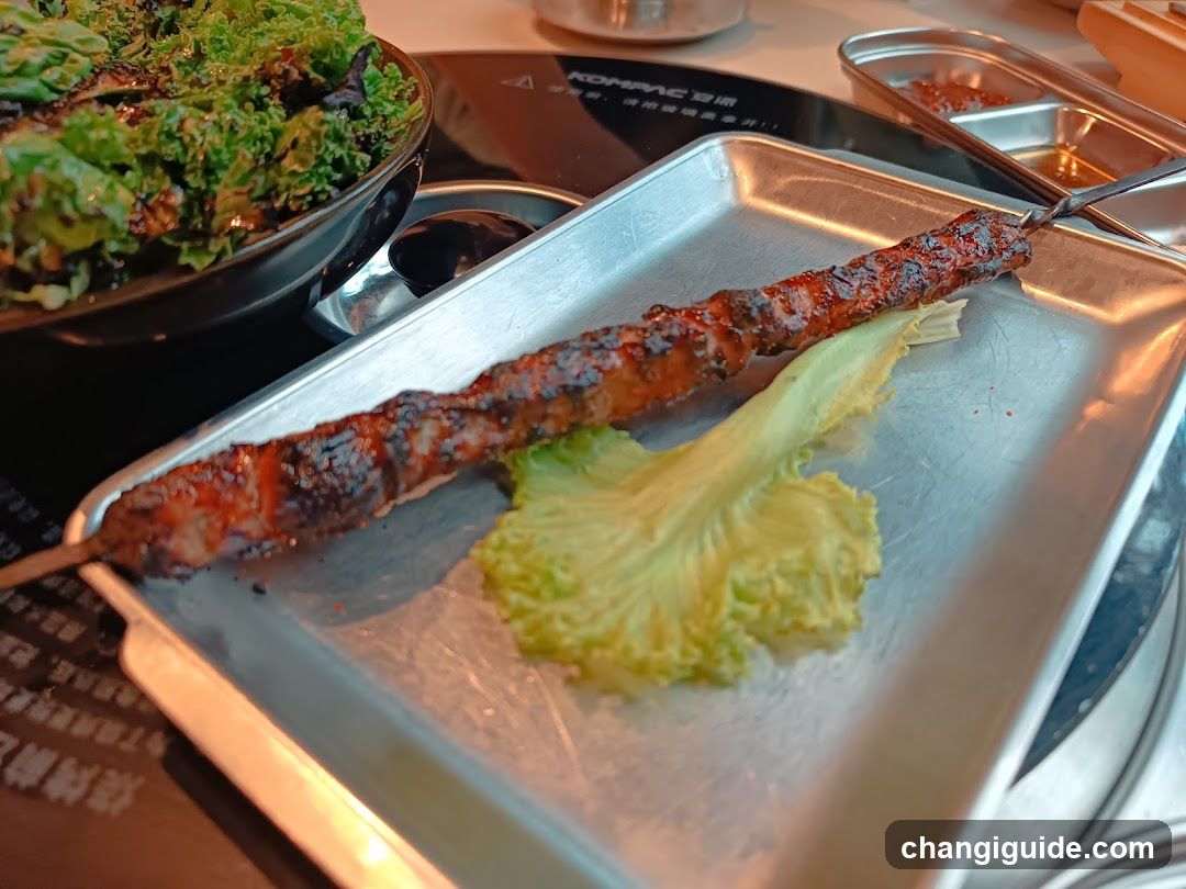 Grilled Meat Skewer with Lettuce