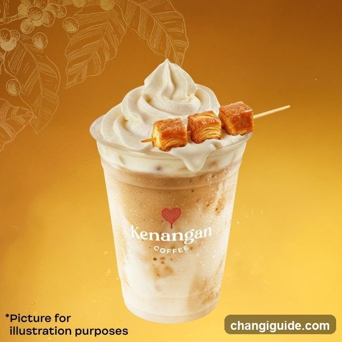Kenangan Coffee Drink with Whipped Cream and Pastry Skewer