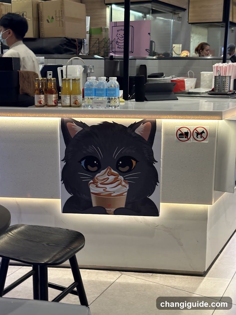 Cat-themed drink shop interior