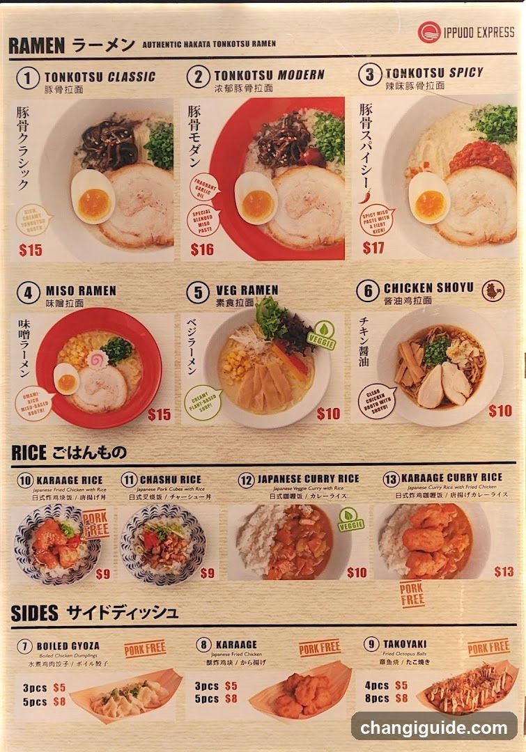 Ippudo Express Ramen Menu