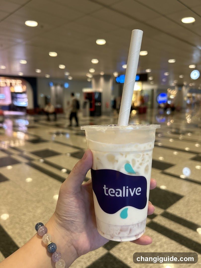 Tealive Drink in Airport Terminal