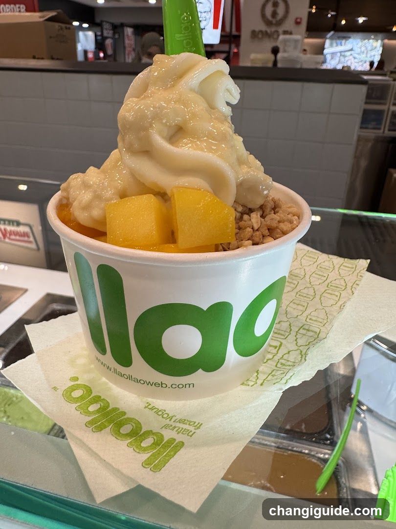 llao frozen yogurt cup with mango and granola