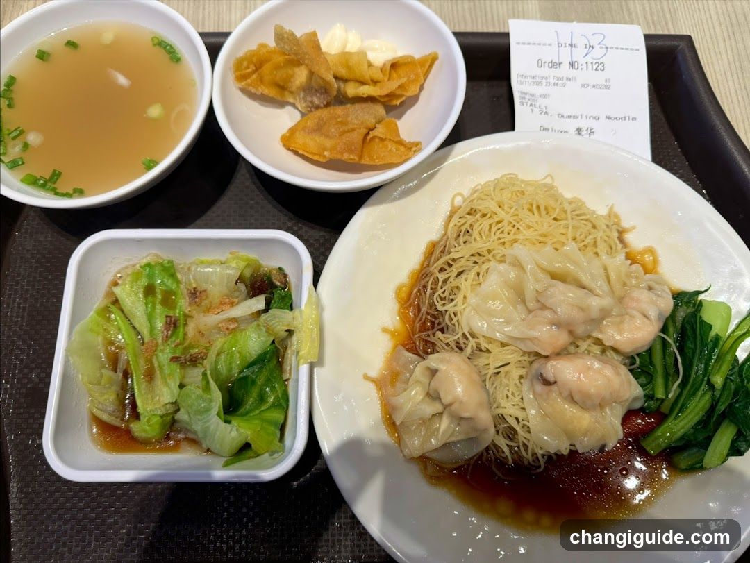 Dining Tray with Chinese Noodles and Side Dishes