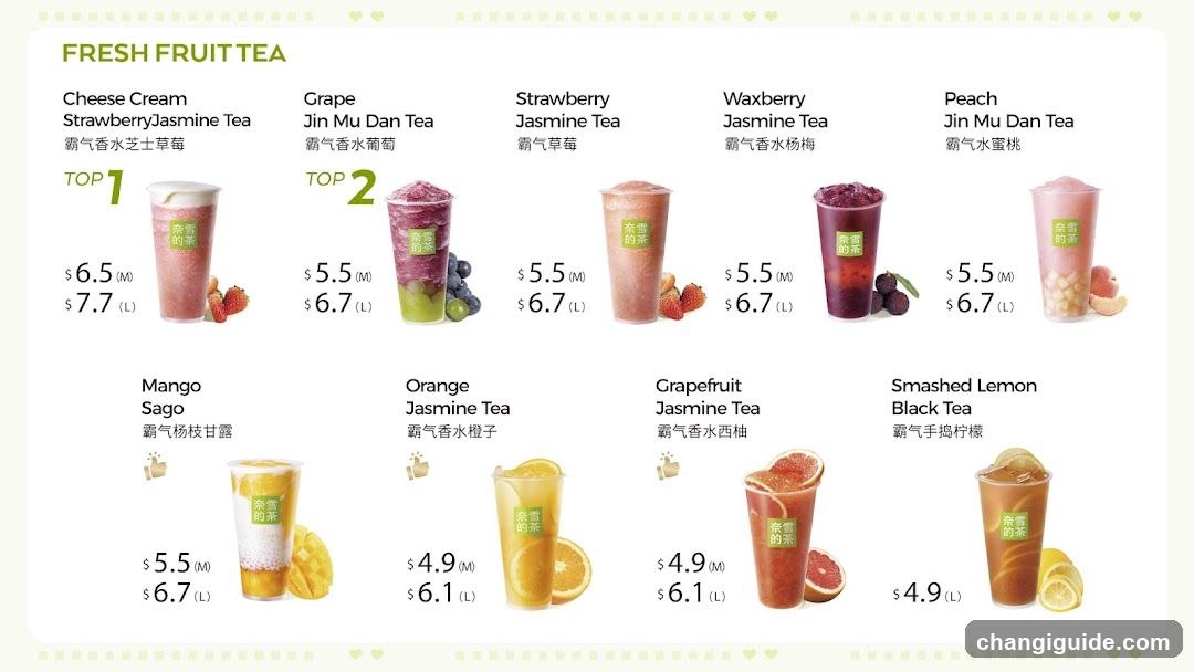 Fresh Fruit Tea Menu