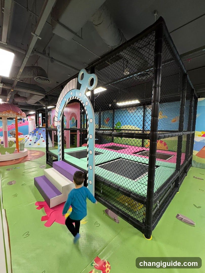 Indoor Play Area with Trampoline and Archway