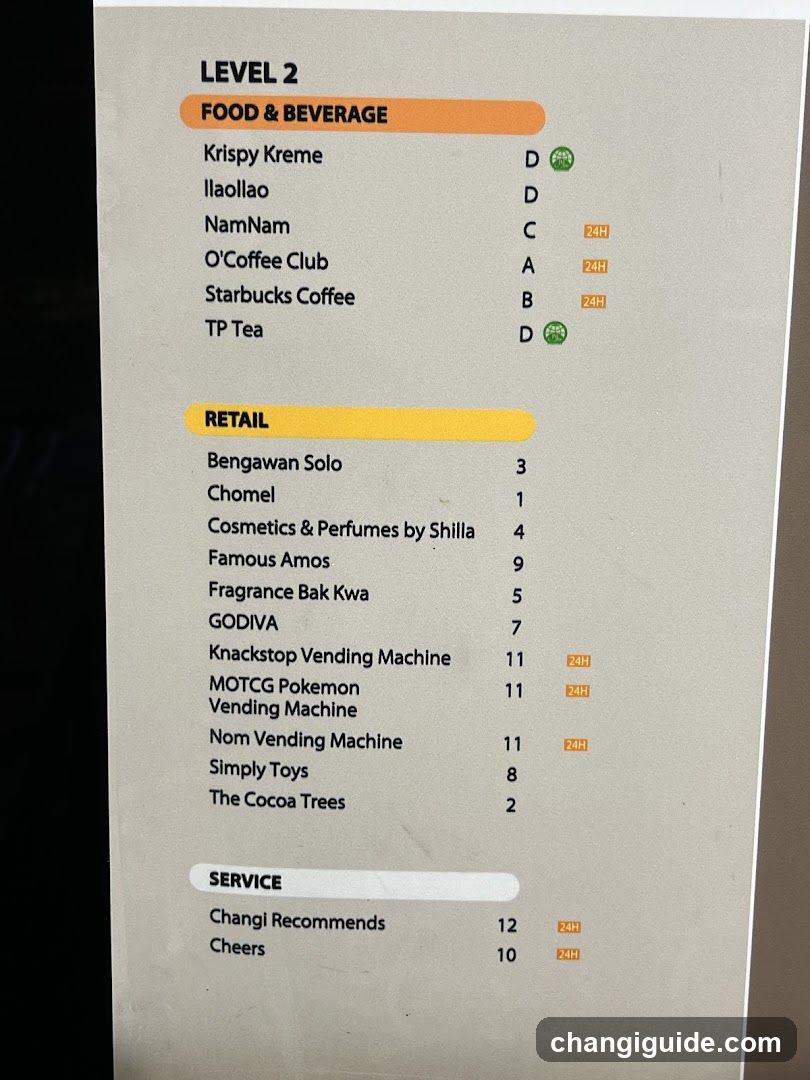 Level 2 Food & Beverage, Retail, Service Menu