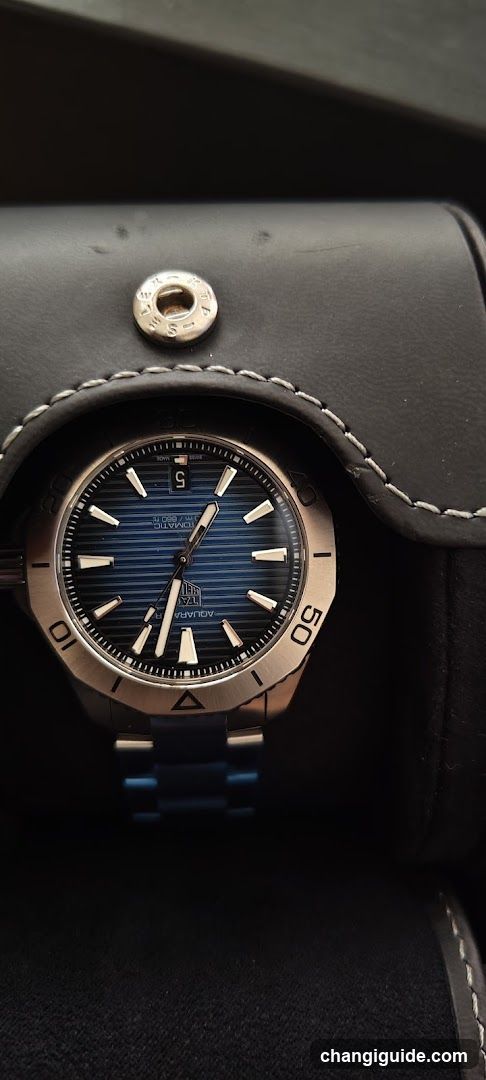 Blue Diver Watch in Leather Case