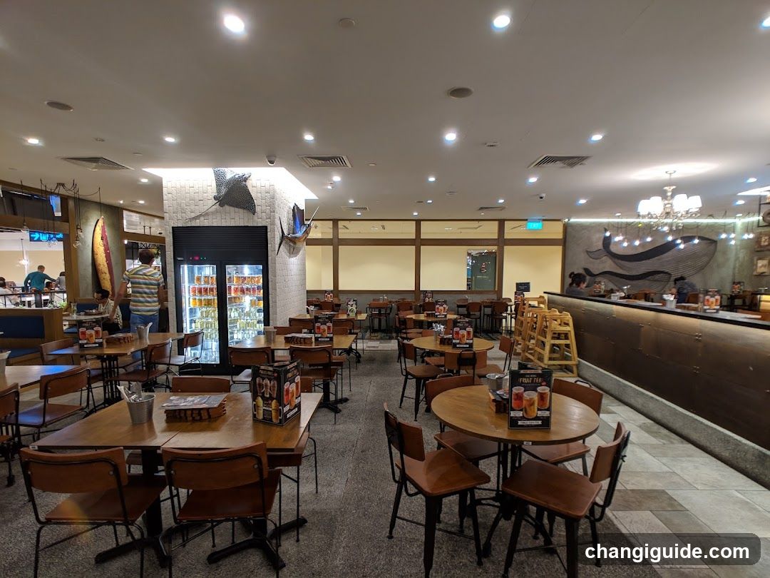 Restaurant Interior with Tables and Bar Area