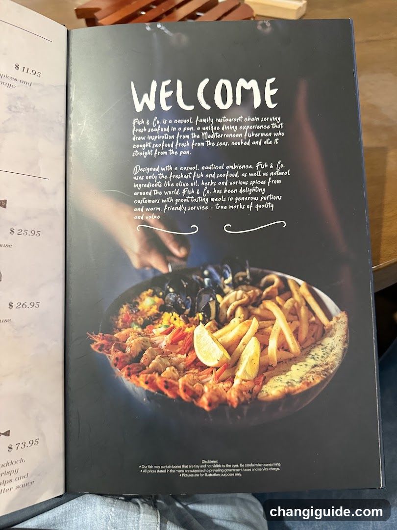 Welcome Page of Fish & Co Menu