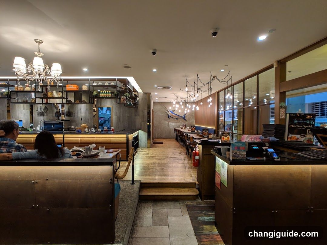 Restaurant Interior with Chandelier and Bar Area
