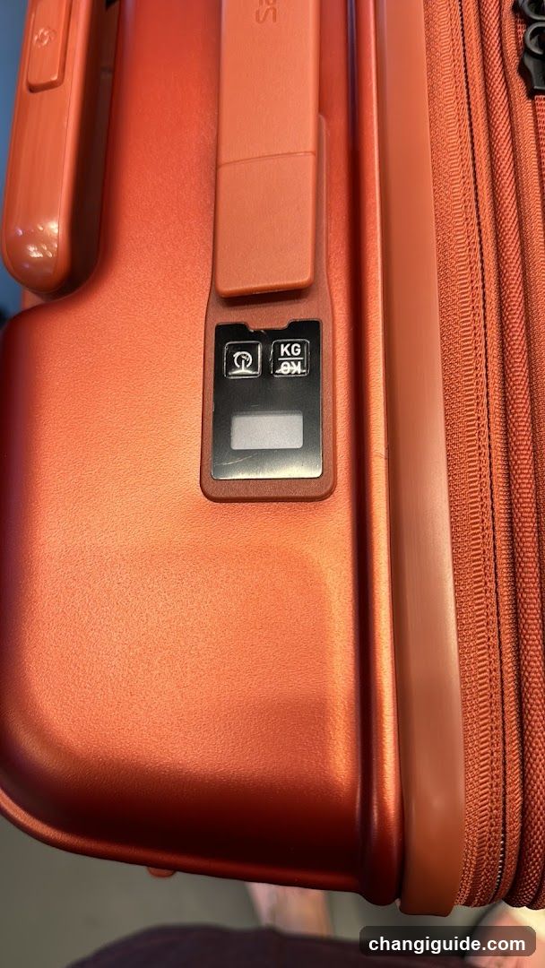 Orange Suitcase with Digital Weight Display