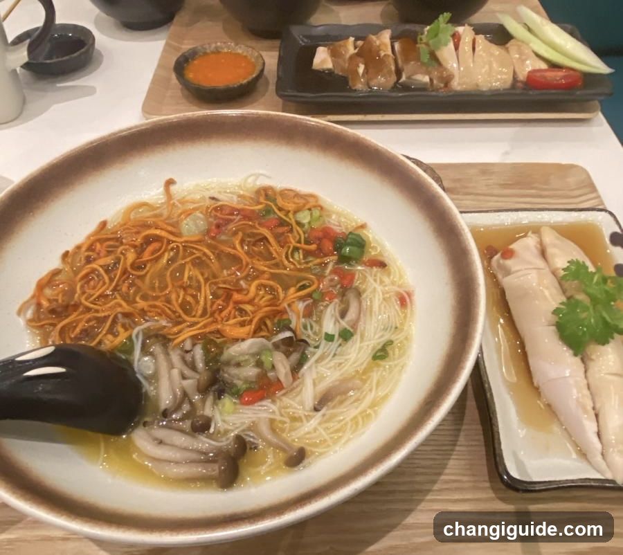 Asian Noodle Dish with Chicken and Mushrooms