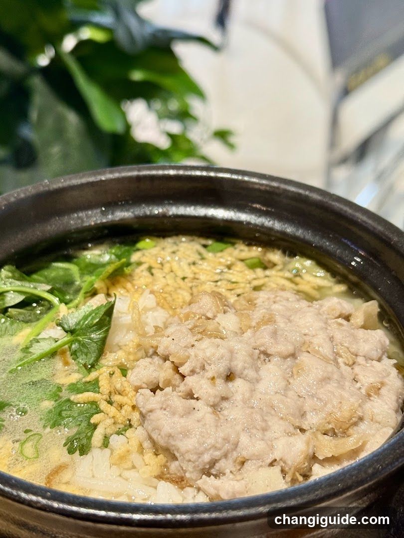 Serving of Soup with Meat and Greens