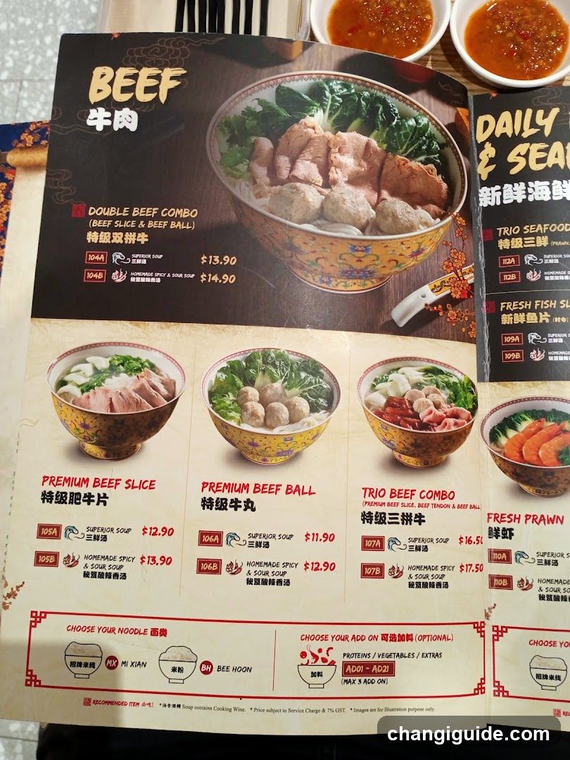Beef & Seafood Menu Page