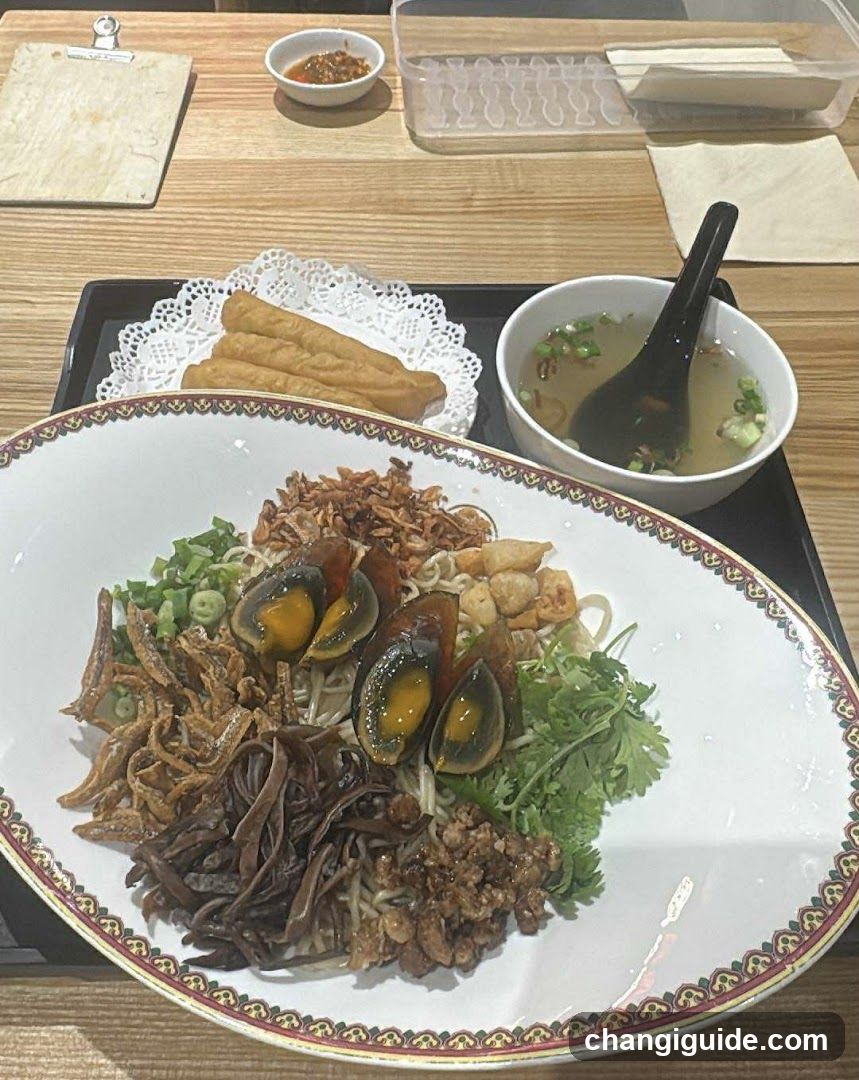 Noodle Dish with Seafood and Toppings