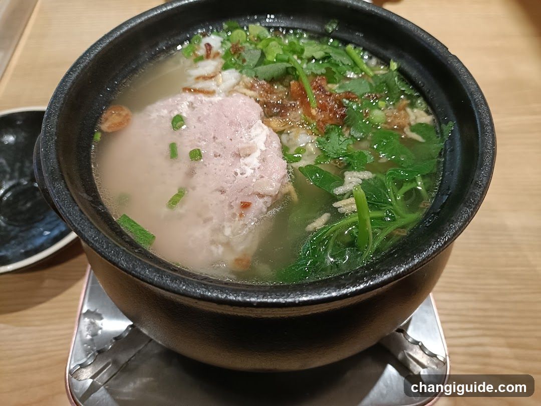 Hot Soup with Meatball and Greens