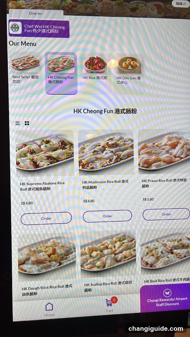 HK Cheong Fun Menu