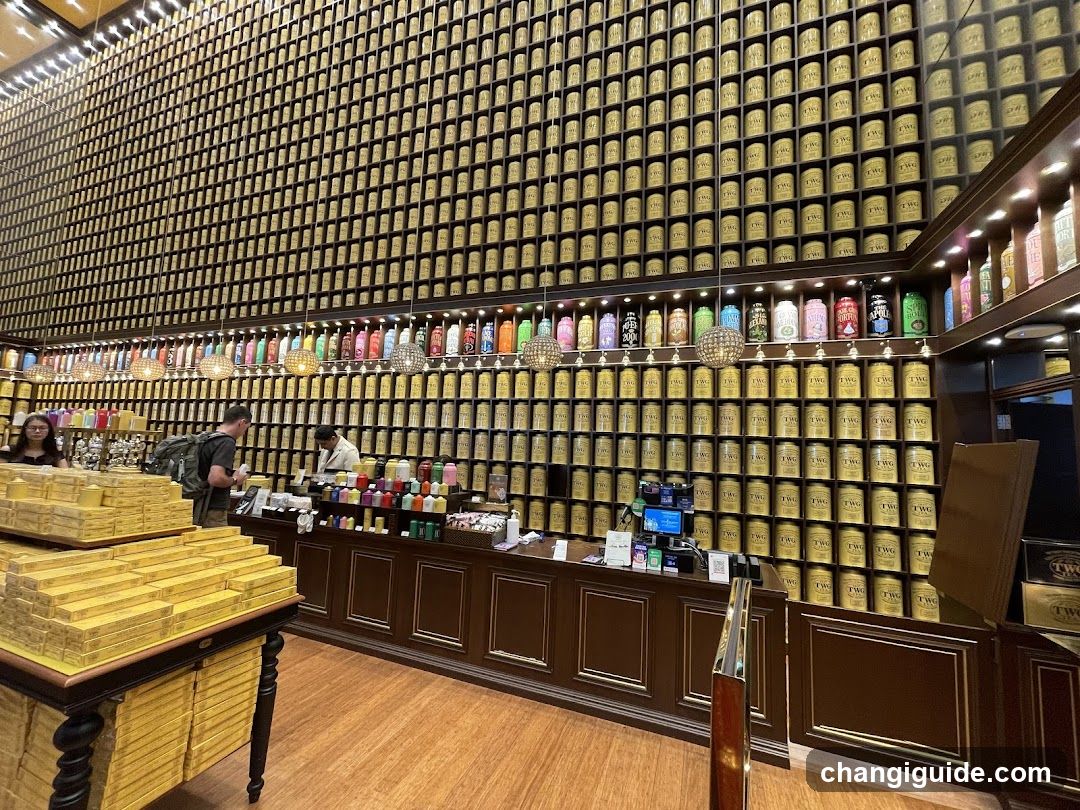 Interior of a tea shop with extensive product display