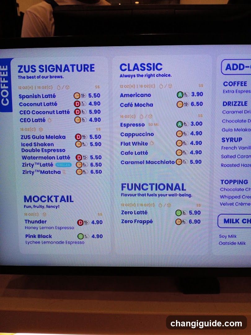 Zus Coffee Menu Board