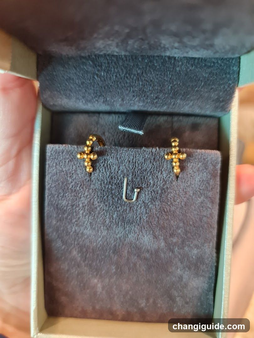 Gold Cross Earrings in Box