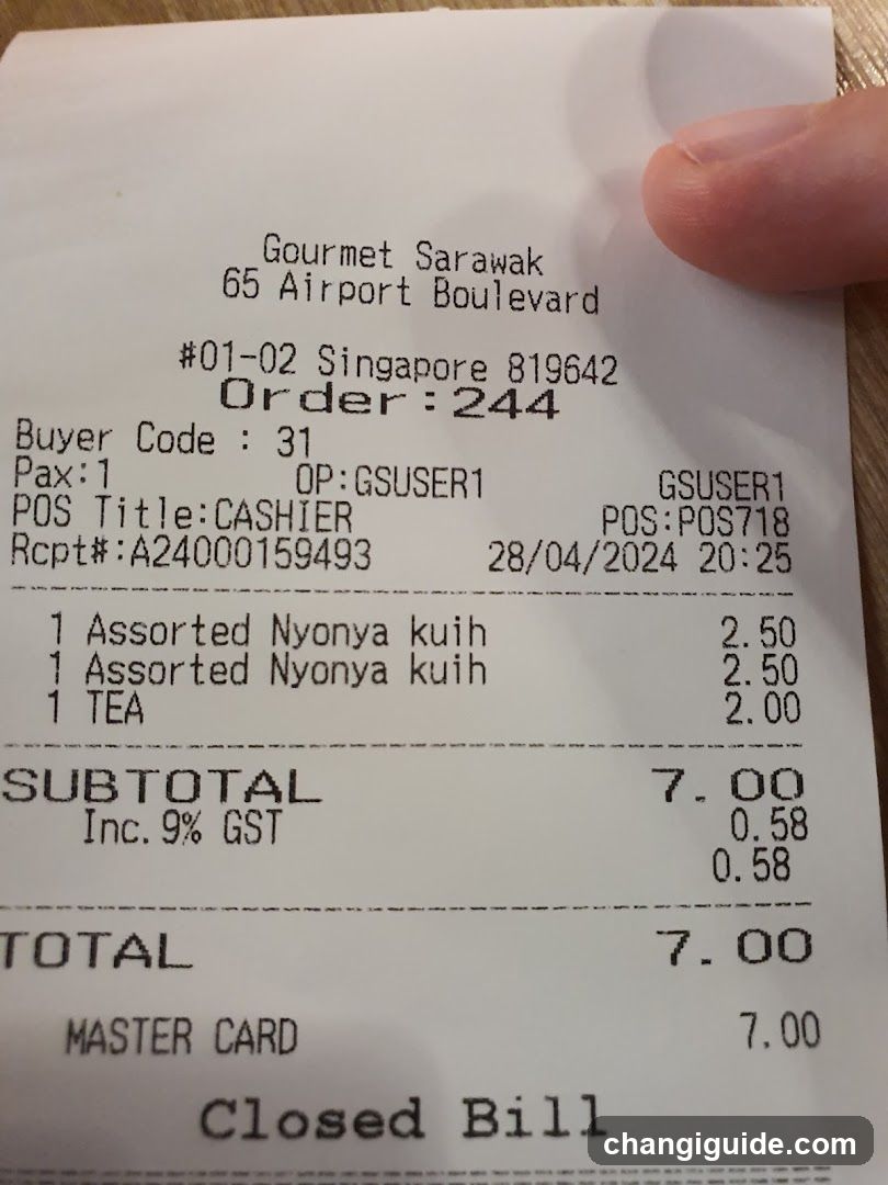 Receipt from Gourmet Sarawak