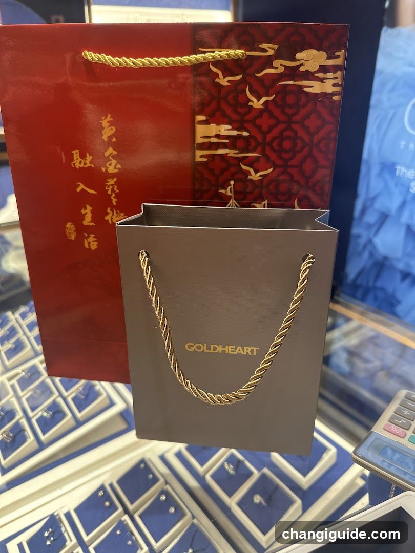 Gold Jewelry Shopping Bags in Store
