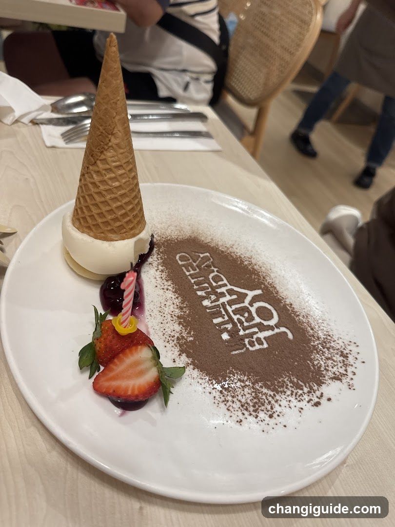 Dessert Plate with Ice Cream Cone and Strawberries