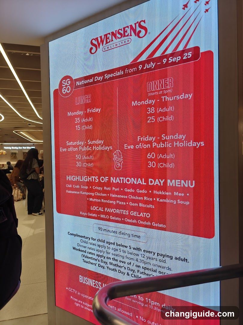 Swensen's National Day Specials Menu