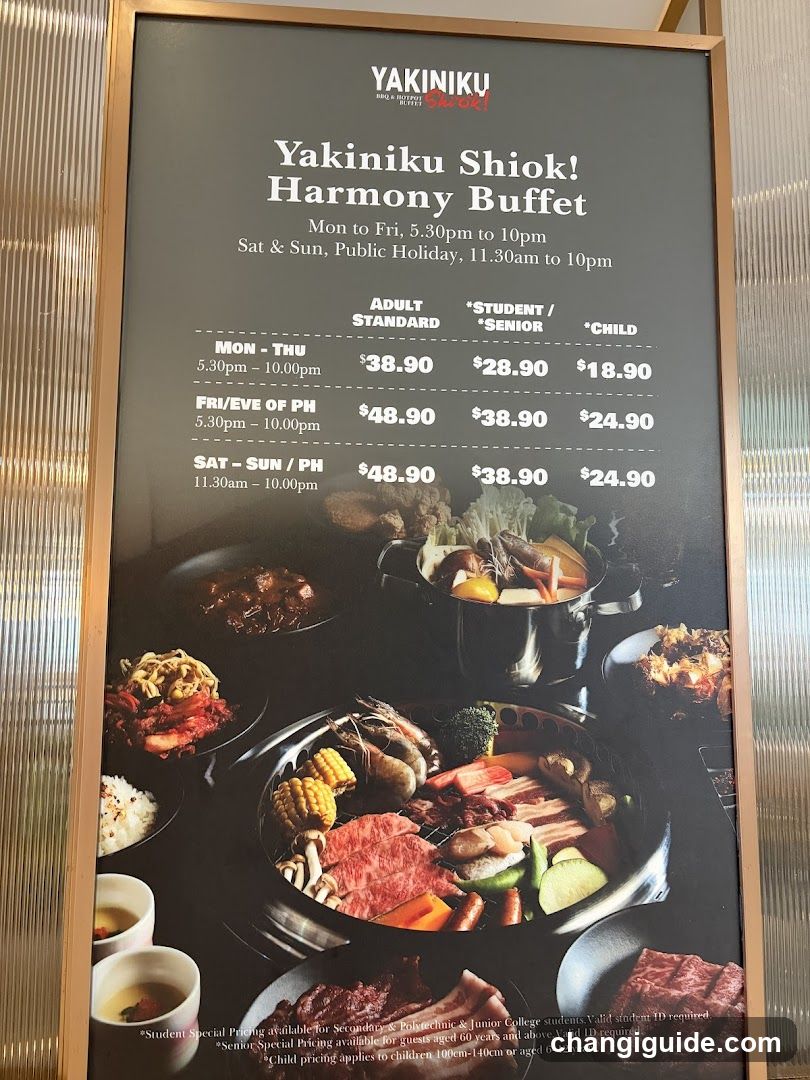 Yakiniku Shiok! Harmony Buffet Menu Board
