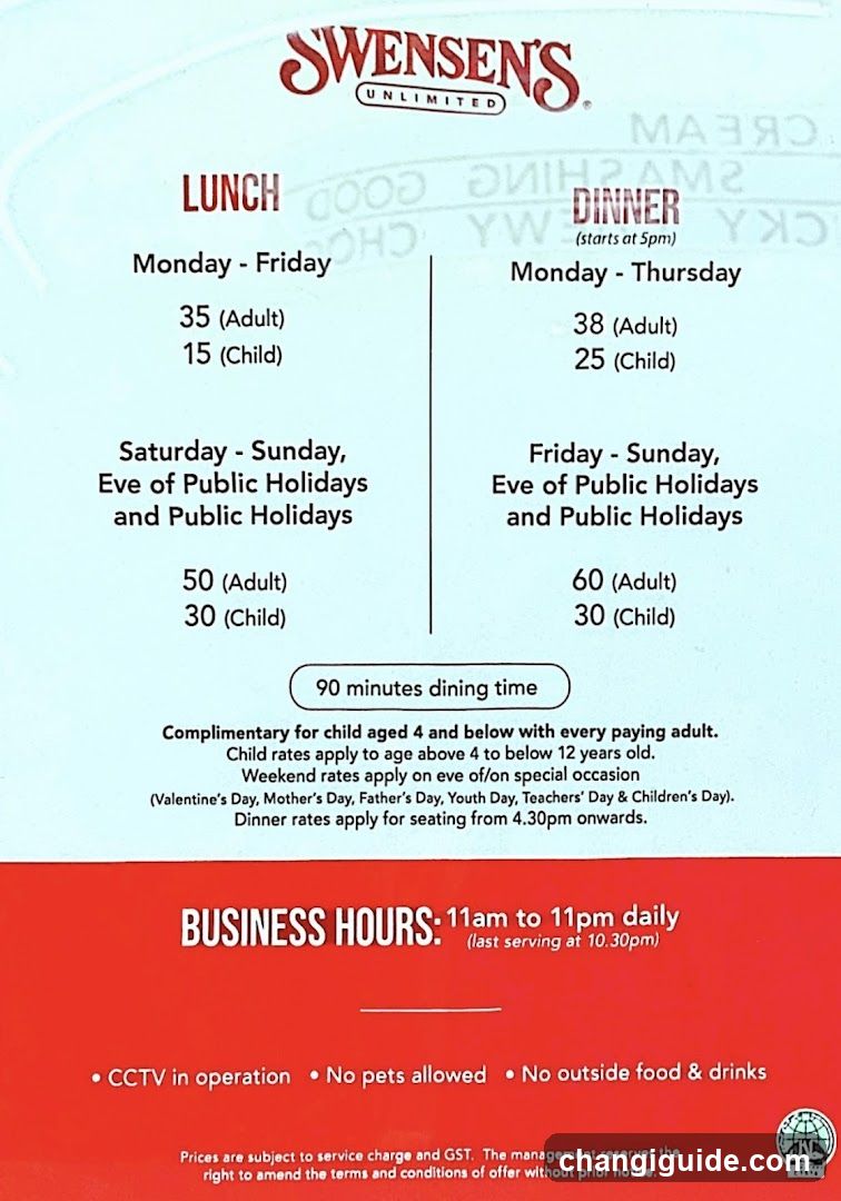 Swensen's Unlimited Menu