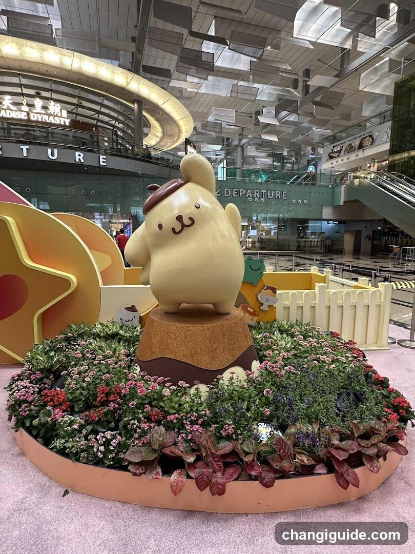 Pompompurin Display at Airport Terminal