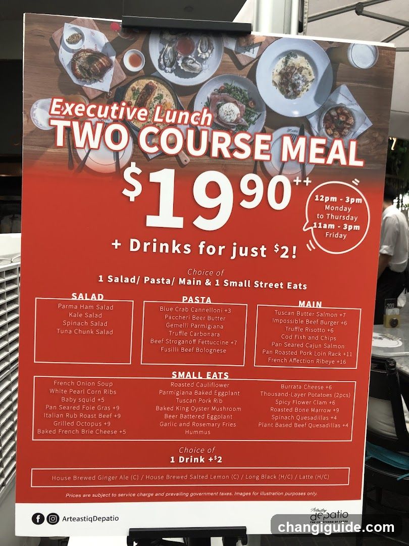 Executive Lunch Two Course Meal Menu