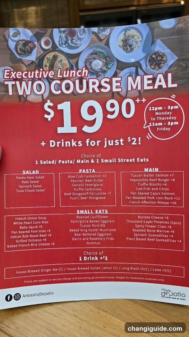 Executive Lunch Two Course Meal Menu