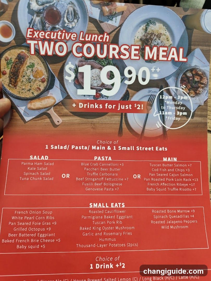 Executive Lunch Two Course Meal Menu